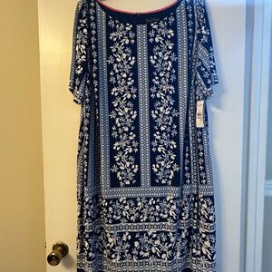 Jessica Howard Navy and White Floral Midi Dress